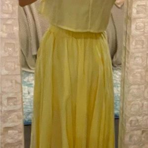 Canary yellow two piece set - crop top and skirt.